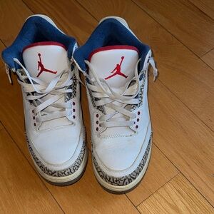 Jordan Kids White and Red Sneakers with Blue Accents